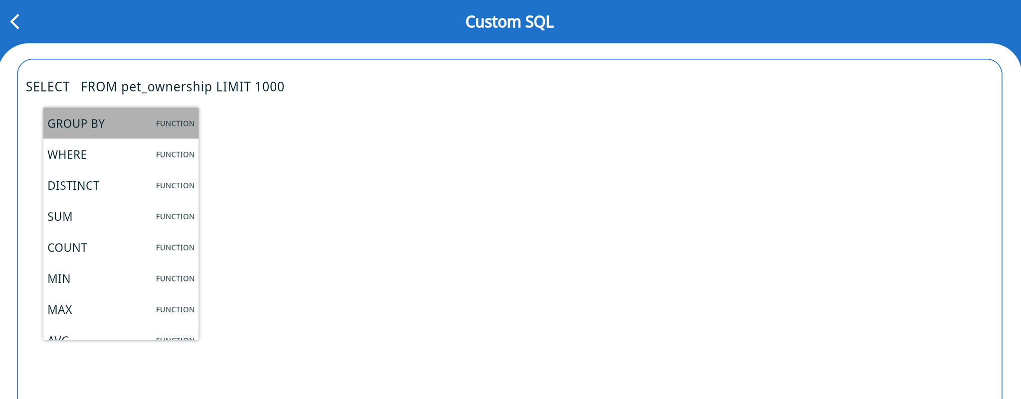 SQL query results in Zing Data with data displayed in tabular format - Zoomed